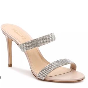SCHUTZ Silver and Cream Sandals